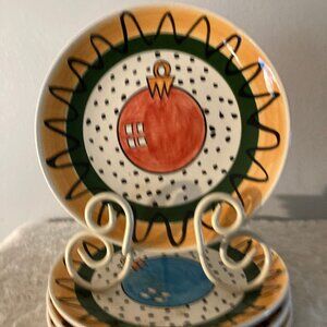 Country Originals 8" Christmas Ornament Dessert/Pie Plates (4)